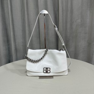 balenciaga women's bb soft large flap bag in optic white