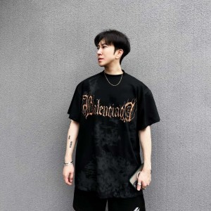 balenciaga heavy metal t-shirt large fit in black faded