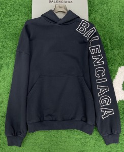 balenciaga outline hoodie oversized in black faded