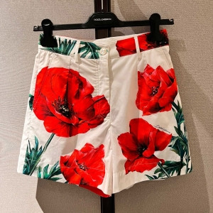 docle & gabbana poppy-print poplin shorts