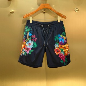 dolce & gabbana cotton jogging shorts with hawaiian print