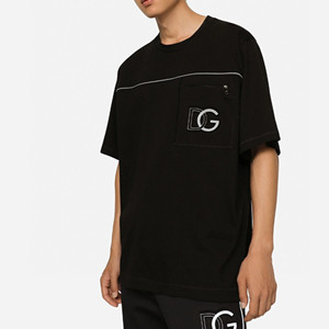 docle & gabbana cotton round-neck t-shirt with embrossed dg logo