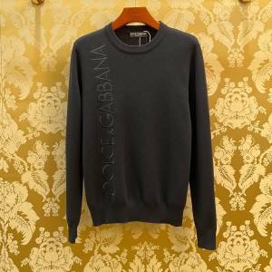 dolce & gabbana technical wool round-neck sweater with embroidery