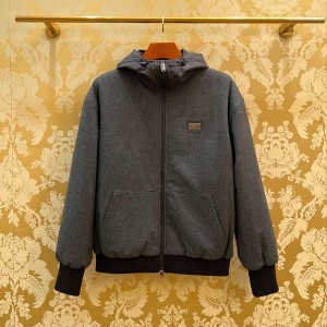 dolce & gabbana wool jersey jacket with hood and logo