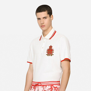 docle & gabbana cotton pique polo-shirt with heraldic patch
