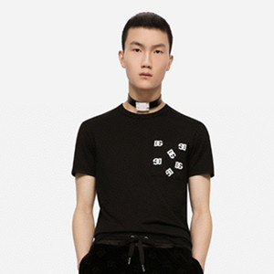docle & gabbana cotton t-shirt with breast pocket with dg logo print