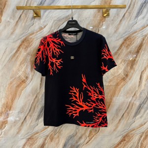 docle & gabbana coral-print cotton t-shirt with dg patch