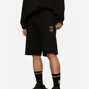 dolce & gabbana jersey jogging shorts with embroidery