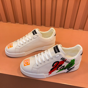 docle & gabbana calfskin portofino light sneakers with print