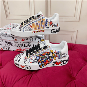 dolce & gabbana calfskin portofino sneakers with embroidery and studs