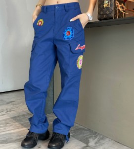 lv louis vuitton x yk embroidered face cargo pants