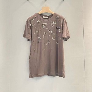 9A+ quality miumiu garment-dyed ribbed knit jersey t-shirt