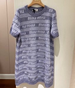 9A+ quality miumiu wool and cashmere dress with logo
