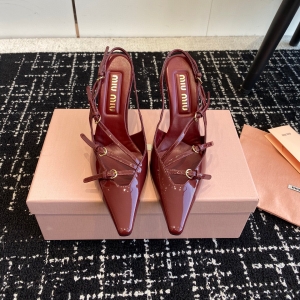 miumiu patent leather slingbacks with buckles shoes
