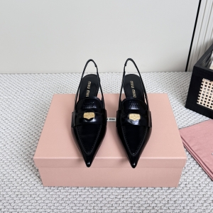 miumiu leather penny loafers with heel