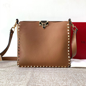 valentino garavani rockstud grainy leather hobo bag