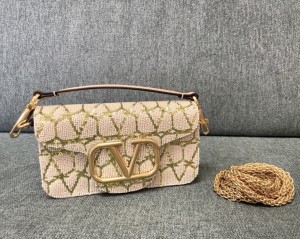 valentino small loco shoulder bag with toile iconographe embroidery