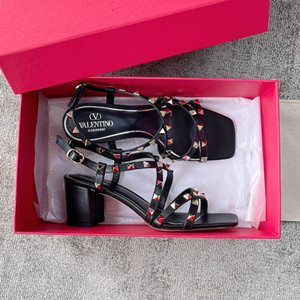 valentino 6cm rockstud calfskin sandal with straps