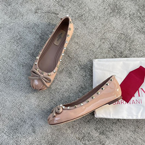 valentino rockstud patent leather ballerina shoes