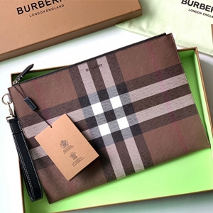 burberry large check zip pouch bag