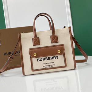 burberry mini two-tone canvas and leather freya tote bag