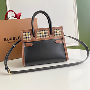 burberry mini vintage check two-handle title bag
