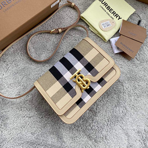 burberry small check canvas and leather tb bag