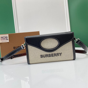 burberry canvas and leather foldover pocket bag