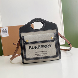 burberry mini tri-tone canvas and leather pocket bag
