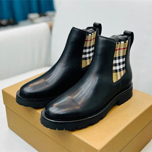 9A+ quality burberry vintage check detail leather chelsea boots shoes
