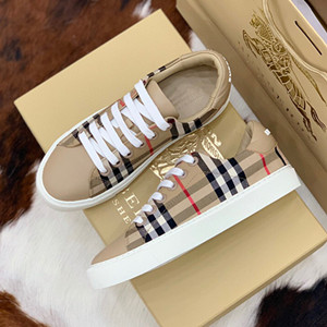 9A+ quality burberry vintage check and leather sneakers shoes