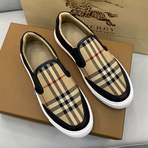 9A+ quality burberry leather and vintage check slip-on sneakers shoes