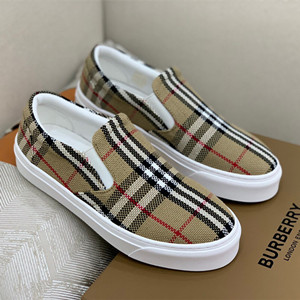 9A+ quality burberry bio-based sole latticed cotton slip-on sneakers shoes