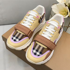 9A+ quality burberry men's vintage check,suede and leather sneaker shoes