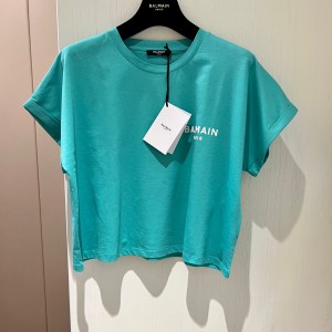 9A+ quality balmain eco-responsible cropped cotton t-shirt with balmain logo print