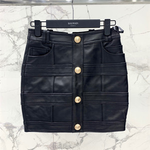 balmain high-waisted leather skirt