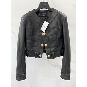 balmain short soft leather jacket