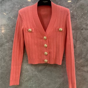 balmain cropped eco-designed knit cardigan with gold-tone buttons