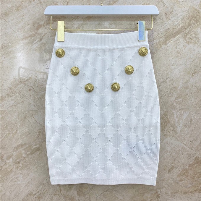 balmain 6-button knit skirt