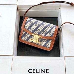 celine teen triomphe bag in triomphe canvas and calfskin