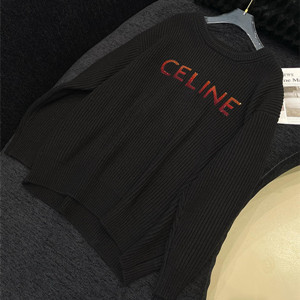 celine embroidered sweater in ribbed wool off white