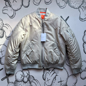 celine bomber jacket in nylon twill light grey