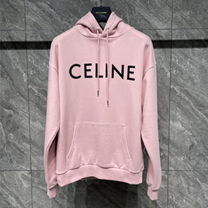 9A+ quality celine loose cotton fleece hoodie light rose/black