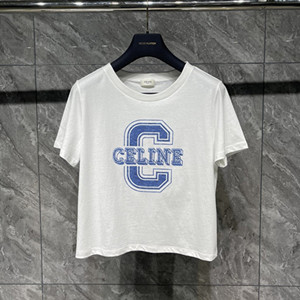 9A+ quality celine boxy cotton jersey t-shirt ecru/bleu