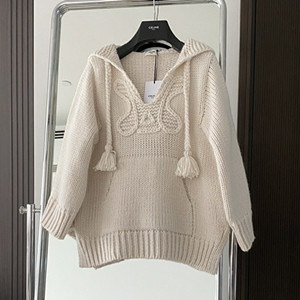 celine triomphe short-sleeved baja pullover in wool off white
