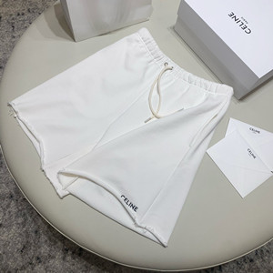 9A+ quality celine embroidered shorts in cotton fleece off white/black