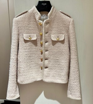 9A+ quality celine allure jacket in boucle tweed sable blanc