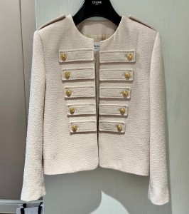 9A+ quality celine military jacket in tweed creme