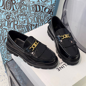 celine margaret loafer with triomphe chain in polished bull