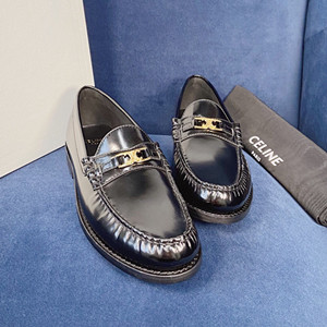 9A+ quality celine luco triomphe loafer in polished calfskin black shoes